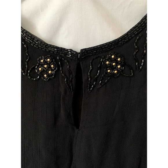 Conrad C Collection Black Blouse Sleeveless Shirt with Beaded Detail Size 8 - Picture 5 of 6